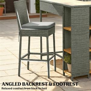 Juego de Muebles de Patio para Bar al Aire Libre de 5 Piezas en Gris, Incluye Mesas y Sillas - Product Image 3