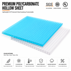 BAKWAY Plaque <span class=keywords><strong>alvéolaire</strong></span> en <span class=keywords><strong>polycarbonate</strong></span> 6mm 8mm 10mm, protection UV, pour panneau de toiture de serre - Vente en gros - Product Image 1