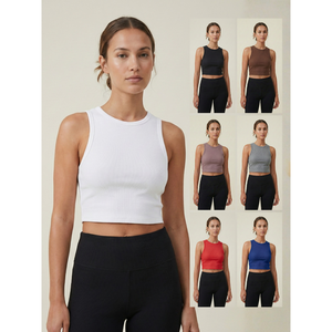 Women's Ribbed Crop Length Sleeveless <b>Top</b> Soft Stretchable Fabric Day to Evening Casual Dresses Styling India - Product Image 5