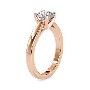 Anillo de Compromiso de Oro Amarillo para Mujer con Moissanita, Corte Brillante Redondo, Engaste de Garras, Estilo Clásico - Product Image 5