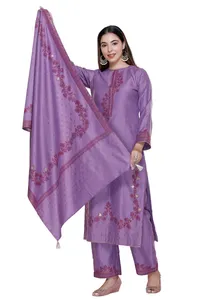 Safaa Premium Viscose Dress Material for Winter | Unstitched Kurta <b>Pant</b> Dupatta Fabric Set Direct Factory - Product Image 5