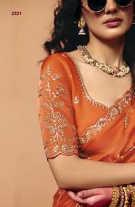 Las más hermosas colecciones de saris de seda de estilo étnico indio para fiestas y festivales, saris de bajo precio para bodas y eventos. - Product Image 2