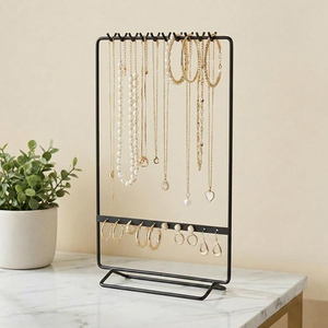 Présentoir à boucles d'oreilles pour la vente, support à bijoux à 2 niveaux avec crochets pour boucles d'oreilles, bagues et autres bijoux - Product Image 2