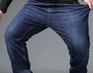 Jeans Extensibles Grande Taille pour Hommes, Coupe Droite, Denim Durable, Couleur Unie, Été Automne, Tenue Décontractée ou de Travail, Vente en Gros, Logo Personnalisé, En Gros - Product Image 1