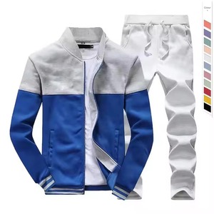 Ensemble de survêtement d'hiver pour homme avec capuche, blocs de couleur, veste zippée intégrale et pantalon de jogging, vêtements de sport décontractés respirants en polyester/coton, deux pièces - Product Image 6