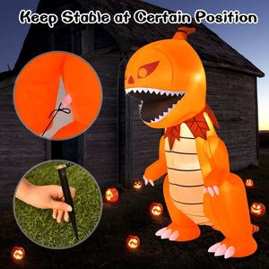 Decorazione Gonfiabile di Halloween a Forma di Testa di Dinosauro con Zucca, 2,4 Metri con Luci LED e 4 Picchetti - Product Image 3