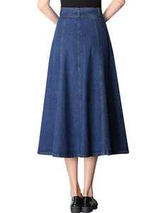 Falda vaquera azul midi para mujer - Product Image 2