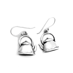 Boucles d'oreilles pendantes en argent sterling 925 pour femme, motif bouilloire à thé, serties de pierres, style bohème pour soirée - Product Image 3