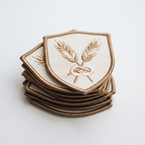 Custom B2B Embroidery Shield Patch <b>White</b> Twill Mint Green Geometric Badge Iron On Sew On Garment Emblem - Product Image 2