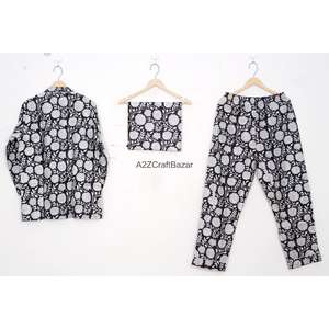 Conjunto de Pijama de Algodón 100% Transpirable, Suave y Lujoso, Vestido Largo para Dormir, Ropa de Playa, Ropa de Estar por Casa para Mujer, Cintura Elástica, Mangas Largas - Product Image 4