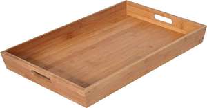 Bandeja de Servir Minimalista de Bambú Ecológica, Bandeja de Madera Natural para Desayuno y Cena, para Servir Comida en la Cocina y Decoración del Hogar - Product Image 3