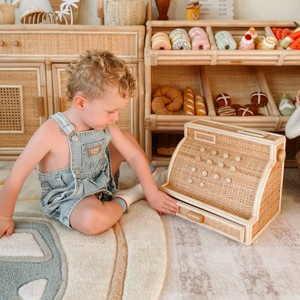 Caja registradora de juguete de imitación de ratán para bebés y niños pequeños, juguetes de simulación al por mayor para niños. - Product Image 2