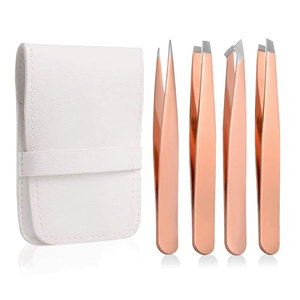 Juego de Pinzas para Cejas de Acero Inoxidable con Punta Inclinada y Color Personalizado - Product Image 2
