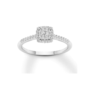 Anillo de Boda con Halo de Diamantes Naturales de 0.50 CTTW en Oro Blanco de 10K |   Anillo de Compromiso GH Color I Clarity Bridal |   Joyería Fina para Mujer - Product Image 2