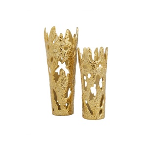 Luxury Gold Electroplated <b>Ceramic</b> <b>Vase</b> Modern Geometric Honeycomb Flower Pot For High-End Home Wedding And Hotel Tabletop Decor - Product Image 2