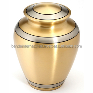 Urnas de cremación para adultos de latón de cúpula superior con diseño rojo amarillo y urnas funerarias de metal con acabado de color gris para cenizas humanas - Product Image 5