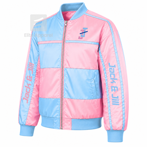 แจ็คแอนด์จิลล์ของอเมริกาเสื้อกันลมปักโลโก้สีฟ้าอ่อนและชมพูสไตล์ลำลองสำหรับทุกเพศพร้อมซับในโพลีเอสเตอร์ - Product Image 2