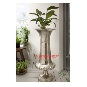 Centres de table de mariage Vases de fleurs argentées pour les décorations intérieures et extérieures taille personnalisée anneaux métalliques argentés jardinières - Product Image 5