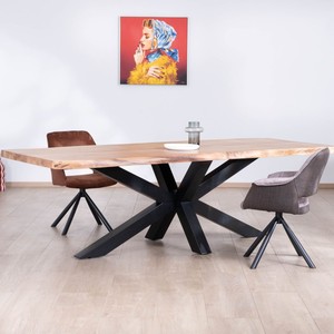 Vandana Ivory Tone Large, high-end dining <b>table</b>, 260 cm, with <b>wooden</b> <b>top</b> and 3D metal legs - Product Image 4