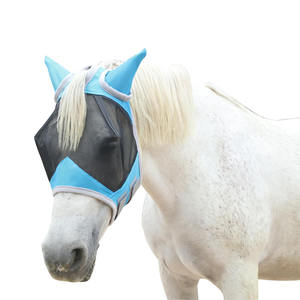 Produits d'équitation de qualité supérieure, masque anti-mouches confortable avec longue protection nasale, prix de gros, masque anti-mouches pour chevaux - Product Image 1