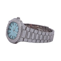Montre à quartz hip-hop en acier inoxydable entièrement sertie de pierres, de haute qualité, automatique, faite à la main, personnalisée, prix de gros