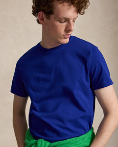 Camiseta de manga corta con cuello redondo de algodón azul real para hombre – Ropa informal ligera, suave y cómoda para la moda diaria - Product Image 5