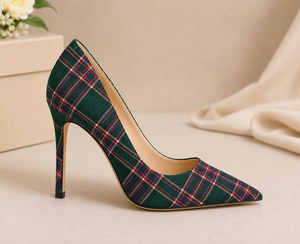 Women's Tartan Plaid Wedding Stiletto High Heels Pencil <b>Pointed</b> Toe Fashion Dress Shoes OEM ODM Factory - Product Image 3