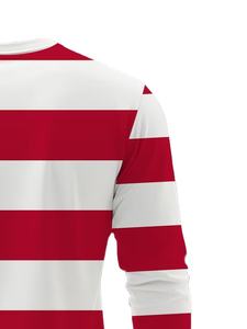 เสื้อยืดแขนยาวคอกลมลายทางสไตล์ฮิปฮอปสีพื้น ผ้าฝ้าย 100% สำหรับผู้ชาย จากบังกลาเทศ - Product Image 5