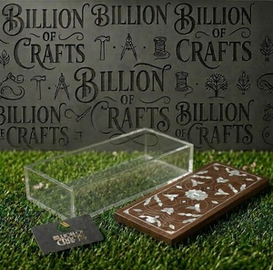 Boîte cadeau rectangulaire en bois artisanal de qualité supérieure avec incrustation florale pour l'Aïd, emballage pour chocolats, fruits secs et dattes du Ramadan - Product Image 2
