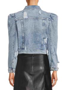 High Quality Women's Stand Collar <b>Denim</b> <b>Jacket</b> Solid Finished Breathable Cotton-Filled for Spring and Autumn - Product Image 3