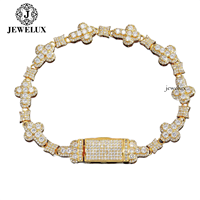 Collier Statement Jewelux Plaqué Or 18K avec Chaîne à Maillons Croisés en Moissanite, Luxe Unisexe pour Usage Quotidien, Certifié IGI, Mariage Indien