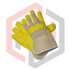 Gants de travail en cuir jaune beige respirants, antistatiques, anti-choc, anti-coupure, anti-chaleur, avec manchette de sécurité, résistants au feu - Product Image 2