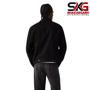 Veste en jean noire pour homme, style workwear classique, chemise à manches longues boutonnée, manteau en jean pour un look décontracté et streetwear - Product Image 2