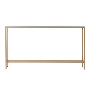 Mesa de Consola Moderna Contemporánea para Pasillo, Diseño Minimalista con Estante Abierto, Estructura Elegante en Dorado, Mueble para Sala de Estar - Product Image 4