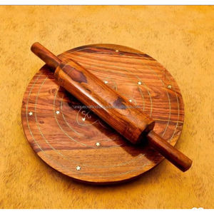 Handmade Light Mango Wood Chakla Belan Set | Natural Finish Roti <b>Rolling</b> <b>Board</b> and <b>Pin</b> | Kitchen & Dining Accessory - Product Image 5