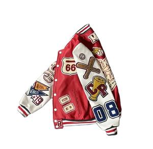 Stand de vestes universitaires pour hommes sur mesure Broderie en cuir de laine avec logos en chenille personnalisés Broderie Letterman - Product Image 2