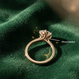 Anillo de Compromiso y Boda Solitario con Corte Floral, Diamante Cultivado en Laboratorio de 2 Quilates, Oro de 14K con Baño de Rodio, Lujoso para Mujer - Product Image 5