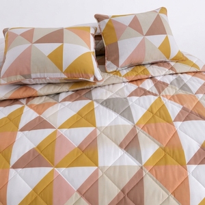 Juego de Cubrecama Dolce Pumpkin de 3 Piezas, Estampado Geométrico Sólido, Mezcla de Algodón T-150, Ropa de Cama para Toda Temporada, Uso Doméstico, Estilo Duradero - Product Image 3