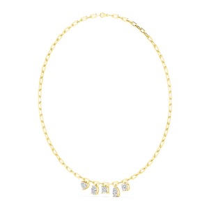 Cadena de Eslabones Tipo Clip con Dijes de Diamantes Cultivados en Laboratorio de Varias Formas, Joyería Fina, 16 Pulgadas - Product Image 1