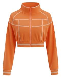 Chaqueta corta de forro polar personalizada para mujer, con cremallera, ligera, deportiva, informal, sudadera cálida para invierno, chaqueta corta con logotipo personalizado, proveedor OEM - Product Image 1