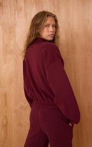 Custom Womens Burgundy Tracksuit Full Zip Jacket Jogger <b>Set</b> Cotton <b>Velvet</b> Short Casual Activewear <b>Loungewear</b> Matching Outfit <b>Set</b> - Product Image 4