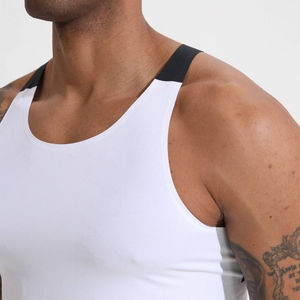 Camisetas de tirantes de algodón para hombre, corte Y, estilo musculoso, chaleco de gimnasio sin mangas, camiseta de fitness de secado rápido, elástica, formal, lisa, 180g - Product Image 3
