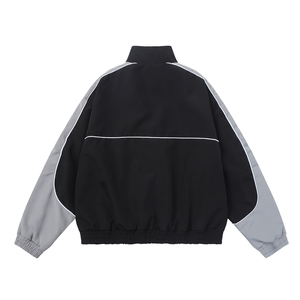 Veste décontractée oversize pour homme, imprimé étoiles Y2K, col montant, fermeture éclair, tissu tissé, imperméable, écologique, coupe-vent de printemps - Product Image 5
