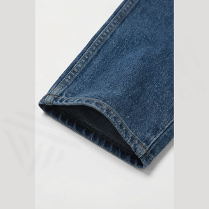 Straight-Leg Dark Wash <b>Denim</b> Jeans Men High Waist Regular Fit Cotton Casual Style Pants - Product Image 3