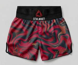 Shorts de Muay Thai Stalwart, motif or marron, polyester et coton, séchage rapide, écologiques, personnalisables, durables, toutes saisons - Product Image 6