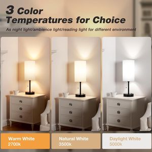 Lampada da Comodino USB C da 17 Pollici con 3 Temperature di Colore, Interruttore a Catenella, Bianca, per Camera da Letto, Prodotto AC - Product Image 2