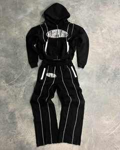 Unisex 100% Cotton Casual Solid Sweat Suits Set High Custom Embroidery Hoodie Sweatpants Heavyweight Baggy Men Winter OEM - Product Image 3