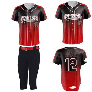 Camiseta de Béisbol Personalizada de Secado Rápido, Transpirable, Antibacteriana, Talla Grande, Negra y Roja, con Número y Logotipo del Equipo Personalizados - Product Image 6