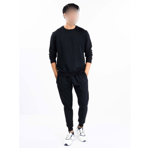 Ensemble de survêtement noir uni pour homme, coupe ajustée, dernière conception, confortable, en tissu de qualité supérieure, idéal pour le jogging et la gym, vente en gros - Product Image 1