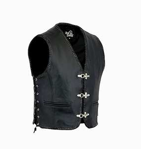 Gilet de motard en cuir noir pour homme, taille S à 3XL - Product Image 1